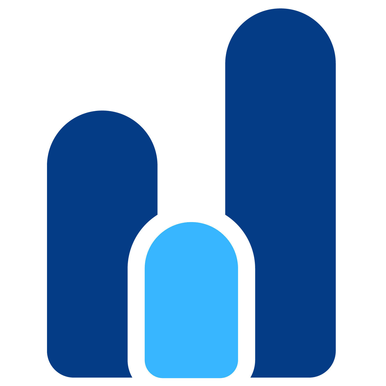 Drei stilisierte Balken in verschiedenen Blautönen, die eine Familie symbolisieren, als Teil des Logos von Familienfinanzen mit Johannes Schlemmer und tecis.